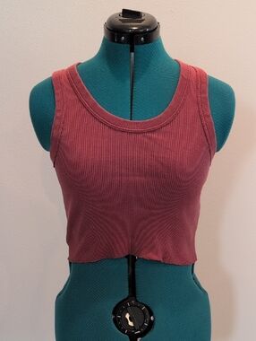 John Galt Ribbed Scoop Neck Crop Tank - Mauve Pink